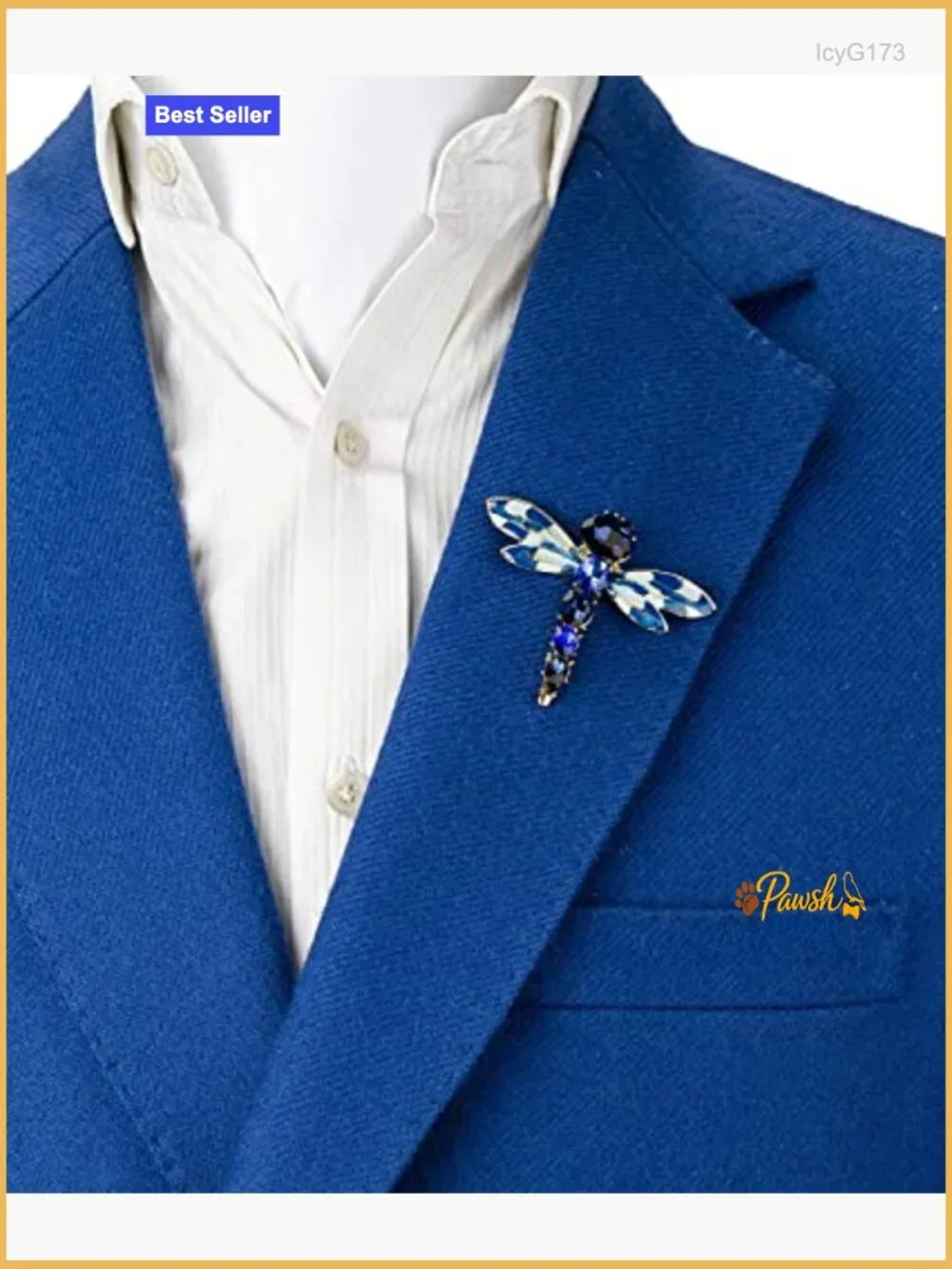 Zinc Alloy Metal Dragonfly Brooch Lapel Pin for Men, Gift Ready